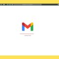 Decorative image of a Gmail loading screen on a Mac against a yellow background